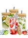 4-Piece Glass Tumbler with Bamboo Lid and Straw Wide Mouth Mason Jar Cups Boba Cup Glass Water Bottles Ideal for Iced Coffee and Tea 750ml