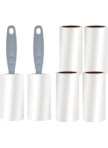 Lint Rollers 6 Refills Full 360 Sheets, 2 handle 6 Extra Sticky Lint Roller Set for Clothes, Sofa, Bed and Carpet, Lint Roller for Pet hair, Cat Hair, Dog Hair, Dust