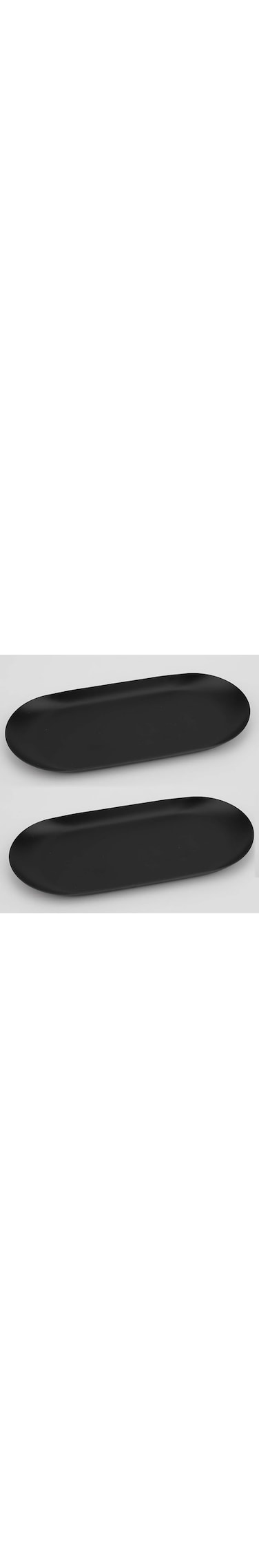 Fermus Stainless Steel Decorative Tray, Set of 2, 9 Inch Long, Jewelry Dish Cosmetics Organizer Bathroom Clutter Serving Platter Small Storage Tray, Oval, Matte Black