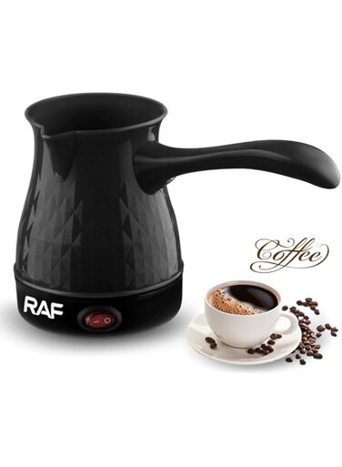 Turkish Coffee Maker Pot, 500ML 600W, 220V, Greek Turkish Coffee Machine, Electric Coffee Maker, Stainless Steel Electric Kettle for Tea, Coffee, Home (Black) Brand: RAF