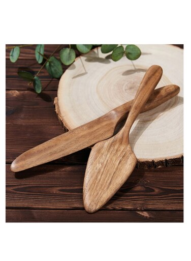 Wooden Wedding Cake Knife and Server Set - Perfect Gift for Bridal Showers, Anniversaries, and Birthdays - 2 Piece Cutting Set