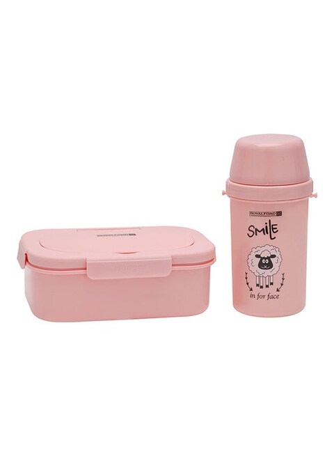 Royalford Lunch Box and Water Bottle with Cutlery- RF11135 750ML Lunch Box and 450ML Water Bottle Plastic Tiffin and Bottle Set with Attached Lid for Kids Suitable for Schools BLUE 750ml