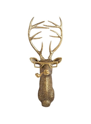 GUASDIE Animal Heads Wall Decor, Faux Deer Head Mount, Animal Sculptures Wall Decor, Resin Animal Head Wall Hanging Decoration for Living Room Bedroom Kitchen Gift,Deer