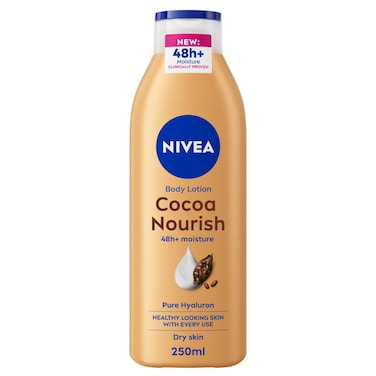 NIVEA Body Lotion for Dry Skin, Cocoa Butter with Pure Hyaluron, 48H Deep Moisture, 250ml
