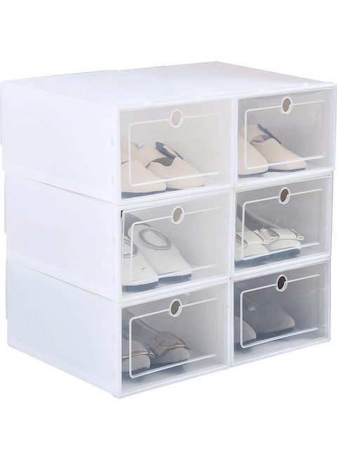 Stackable Dustproof Flip Type Shoes Storage Container White