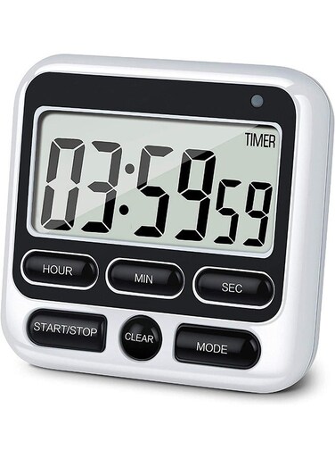 Digital Kitchen Timer with ,Mute/Loud Alarm Switch ON/Off Switch, 12 Hour Clock &amp; Alarm, Memory Function Count Up &amp; Count Down for Kids Teachers Cooking, Large LCD Display, Strong Magnet