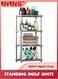 4 Tier Gray Plastic And Metal Standing Shelf Units,Durable Storage Shelves Rack Open Shelving For Pantry Kitchen Bathroom,13MM Steel Tubes