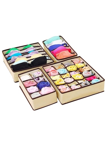 4 Pack Drawer Organizer Dividers, 43 Cell Foldable Closet Organizers, Perfect for Clothes, Socks, Bras, Optimize Your Space