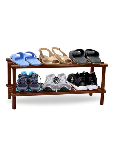 2-Layer Shoe Rack Brown 74x29.5x26cm