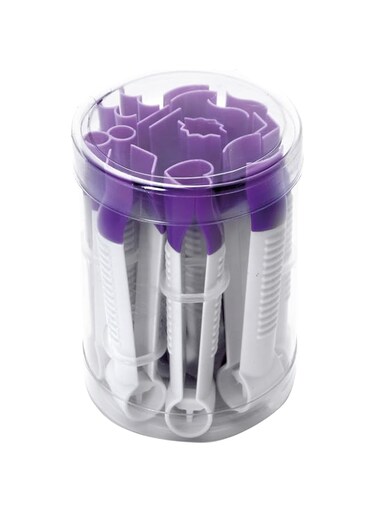 IBILI Fondant Crimper Set 10 cm 10 Pieces of Plastic, White/Purple, 10 x 8 x 8 cm