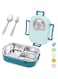 SZYYQ Stainless Steel Bento Lunch Box for Kids and Adults, Stackable BPA-Free Food Containers with 3 Compartments and Reusable Sauce Bowl, Fork and Spoon (1000ml/34oz Light Blue)