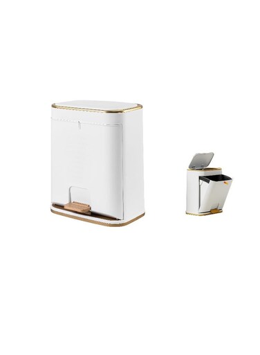 Trash Can with Lid, Plastic Garbage can with Press top Lid, Gold Step Pedal Trash can, Narrow Trash bin for Kitchen, Bathroom, Bedroom, Living Room, Office Trash Can&iuml;&frac14;&circ;12L&iuml;&frac14;&permil;