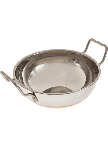 Copper Bottom Kadai Cooking Pot with Double Handle, CBK004 - 23 cm, Deep Frying pot, Mixing Pot, Roasting Pot Copper