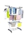 HOMIDEC Clothes Drying Rack, Oversized 4-Tier(67.7" High) Foldable Stainless Steel Movable Drying Rack with 4 castors, 24 Drying Poles &amp; 14 Hooks for Bed Linen, Clothing, Grey