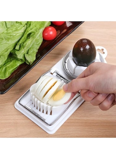 Generic 2-In-1 Egg Slicer &amp; Cutter With Holder, Stainless Steel Egg Cutter For Hard-Boiled Eggs, Avocado &amp; Soft Fruits, Kitchen Egg Slicing Tool