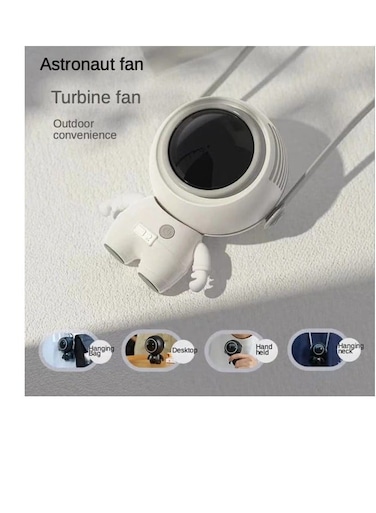 Baig Personal Fan Necklace Portable Rechargeable With 3 Wind Speed Small Hanging USB Handheld Fan Hands Free Wearable Leafless Mini Fan Astronaut Fan For Kids Teenager Adults (White)