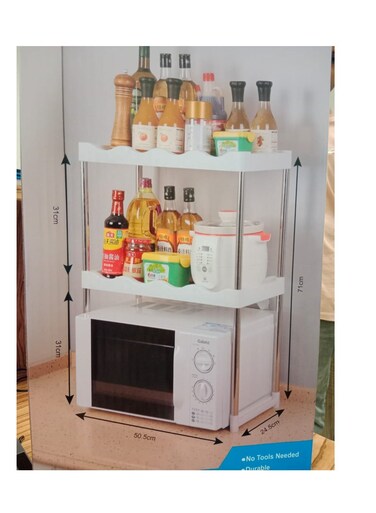 وحدة تخزين مطبخ متعددة الوظائف من طبقتين من بايج، مناسبة لأفران الميكروويف