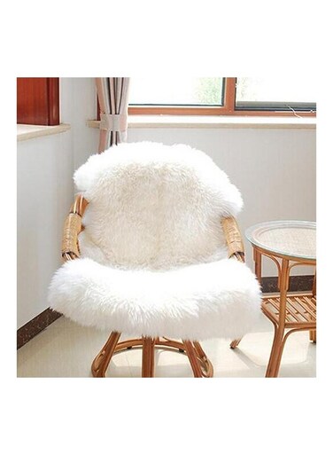 غطاء كرسي أبيض ناعم للغاية من جلد الغنم الصناعي، مقاس 60 × 90 سم