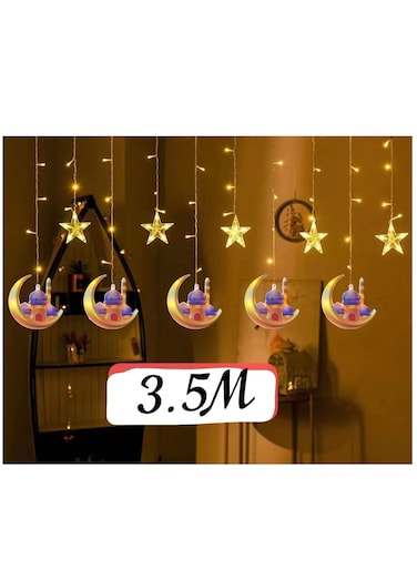 مصباح LED عام على شكل نجمة وقمر، ستارة خرافية، أضواء سلسلة، إكليل، أضواء عيد الميلاد، ديكور للغرفة، المنزل، حفلات الزفاف، ديكور النوافذ، ألوان متوسطة