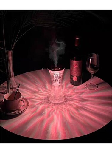 موزع روائح عطرية LED عام مع إضاءة محيطة - موزع زيوت عطرية بالموجات فوق الصوتية بتأثير الكريستال ومصباح ليلي مزخرف