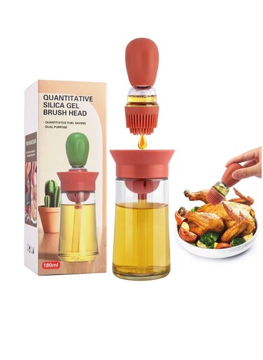 Baig Olive Oil Dispenser Bottle With Brush 2 In 1 Silicone Dropper Measuring Cooking Oil Dispenser Bottle For Kitchen Baking BBQ Tool