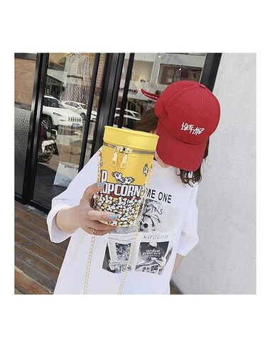 حقيبة كتف نسائية من بايغ بتصميم علبة شاي حليب لطيفة، حقيبة كروسبودي جميلة بنقشة الفشار، محفظة نقود صغيرة بتصميم أنيق، حقيبة نسائية مزينة برسومات كرتونية