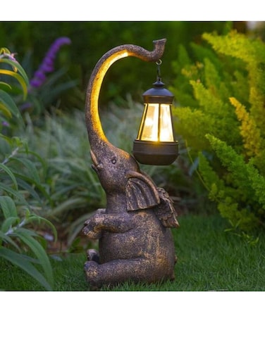 Baig Garden Solar Powered Lights Outdoor Waterproof LED Decorative Lights Retro Elephant Patio Landscape Lamp Garden Lawn Home Decor