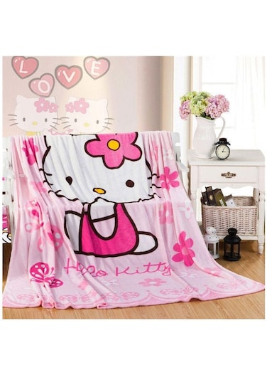 Generic Kids Blanket Cute Anime Sofa Cover Summer Air Conditioning Blanket For Bed Cartoon Leisure Bedspread Soft Sheets (Hello Kity)