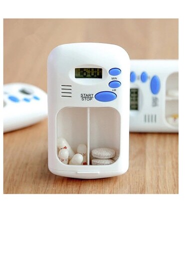 Baig Smart Countdown Reminder Sealed Pill Case Tablet Cell Daily Electronic Medicine Box Container Storage Case 2 Grids