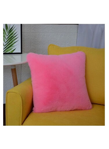 غطاء وسادة ناعم ورقيق، وسادة أريكة مزخرفة مع غطاء، غطاء وسادة منزلي من الفرو الناعم، 50*50 سم، وردي