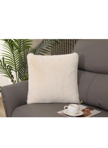 مجموعة حشوات وسائد زينة مربعة الشكل، قطعتان، مع أغطية وسائد مخملية ناعمة، مقاس 22×22 بوصة، مع أغطية وسائد قابلة للغسل مقاس 20×20 بوصة، لون أبيض كريمي.