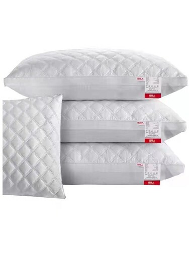 وسادة فندقية قياسية ناعمة مضادة للحساسية متوسطة الحجم بديلة للريش، لون أبيض