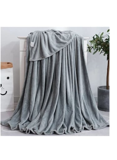 Generic Fleece Flannel Super King Size Blanket Soft Warm Skin-Friendly Flannel Solid Color Bedding Supply For Winter Home Blankets For The Couch 200*230cm-Grey
