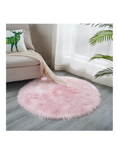 Generic Soft Artificial Sheepskin Rug Chair Cover Bedroom Mat Artificial Wool Warm Hairy Carpet Seat Textil Fur Area Rugs Home Decorate 90*90cm Pink Circular