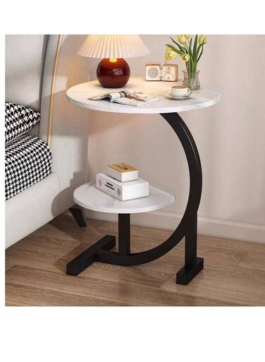 Baig Sleek C-Shaped Accent Table - Space-Saving Side Table For Office And Living Room