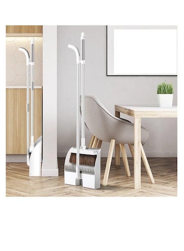 مجموعة مكنسة بيج 3 في 1، مكنسة ومجرفة خارجية بمقبض طويل، مكنسة دفع شديدة التحمل لتنظيف المنزل والحمام والمطبخ، أدوات تنظيف