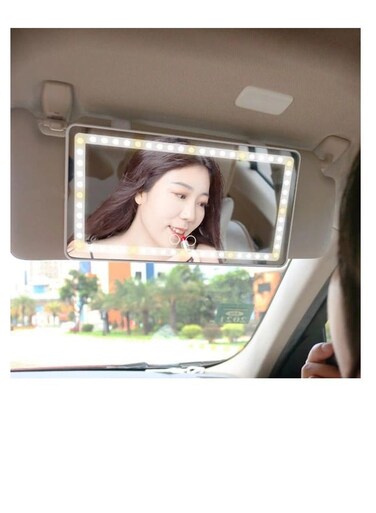 Generic Rechargeable LED Light Makeup Mirror Passenger Vanity Mirror, Car Makeup Mirror With Lights, Sun Visor