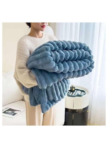 Baig Faux Fur Blanket Thick Warm Rabbit Hair Gray Plush Soft Plaid Throw Blanket For Double Bed Winter Sofa Cover 200*230cm