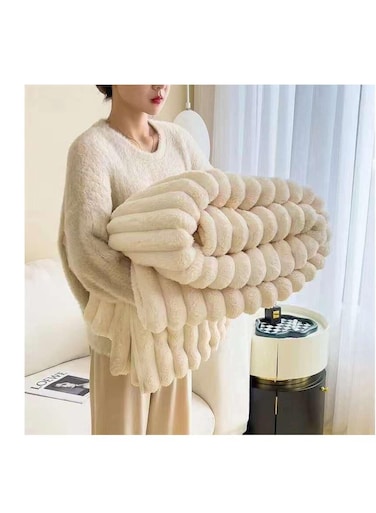 Baig Faux Fur Blanket Thick Warm Rabbit Hair Gray Plush Soft Plaid Throw Blanket For Double Bed Winter Sofa Cover 200*230cm