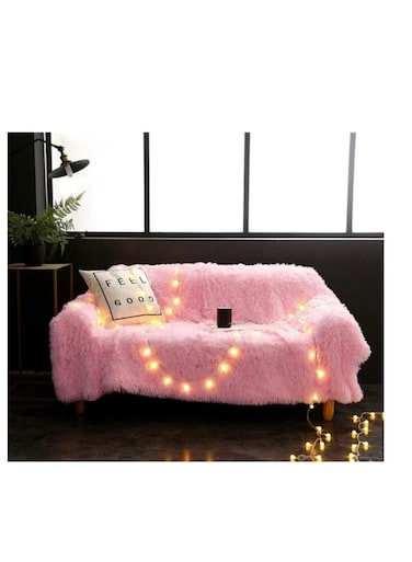 Baig Luxury Faux Fur Throw Blankets Winter Beds Sofa Blanket Double Layer Fluffy Soft Warm Home Decor Imitated Faux Fur Mink Blanket Pink Color