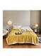 بطانية دافئة سميكة بتصميم شتوي وصيفي عام، بطانيات صناعية بحجم سوبر كينج، طبقتان من الصوف الناعم، أغطية سرير، 200 × 230 سم - أصفر