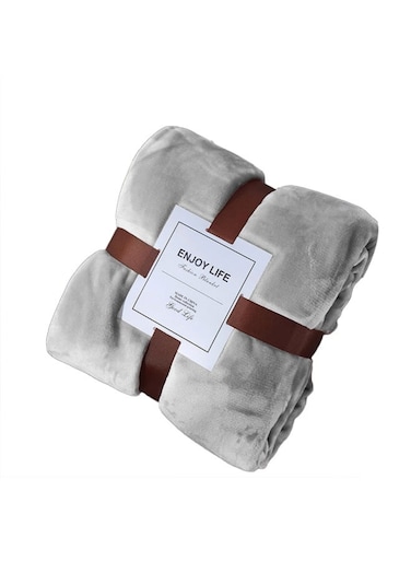 Generic Winter Solid Thickened Warm Flannel Blanket Combination Silver Grey 40X35X30cm