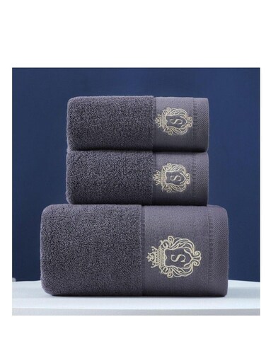 Baig 100% Cotton Face Towel Adults Baby Hand Embroidered Luxury Hand Face Bathroom 3Pcs Set Towel 35 * 75cm, 75 * 140cm