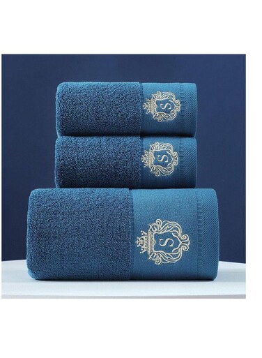 Baig 100% Cotton Face Towel Adults Baby Hand Embroidered Luxury Hand Face Bathroom 3Pcs Set Towel 35 * 75cm, 75 * 140cm