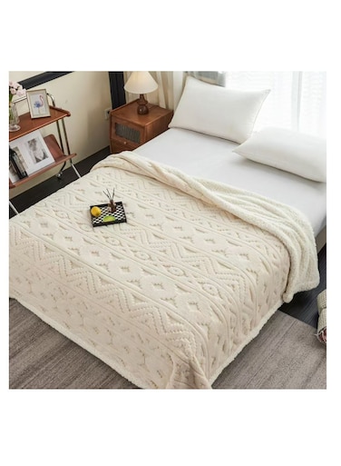 Generic Elegant Embossed Flannel Blanket - Plush, Warm &amp; Lightweight, 230X200cm