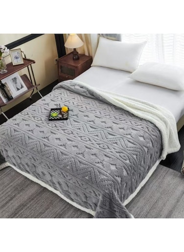 Generic Elegant Embossed Flannel Blanket - Plush, Warm &amp; Lightweight, 230X200cm