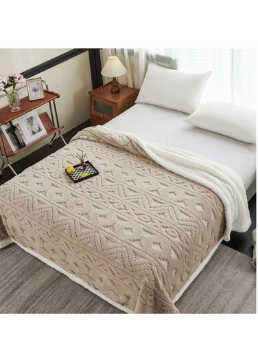 Generic Elegant Embossed Flannel Blanket - Plush, Warm &amp; Lightweight, 230X200cm