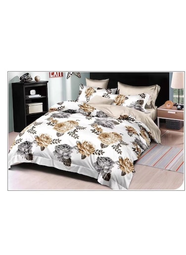 Baig Petals And Floral Designs Single-Size Duvet Cover Set, Multicolour Fitted Sheets Size 120X200 30cm Cotton Polyester 160X210cm