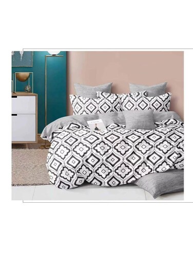 Baig Petals And Floral Designs Single-Size Duvet Cover Set, Multicolour -160X210cm, Fitted Sheets Size (120X200)+30cm Cotton+Polyester