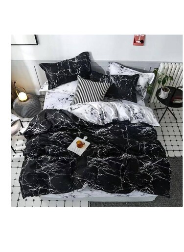 Baig Petals And Floral Designs Single-Size Duvet Cover Set, Multicolour -160X210cm, Fitted Sheets Size (120X200)+30cm Cotton+Polyester